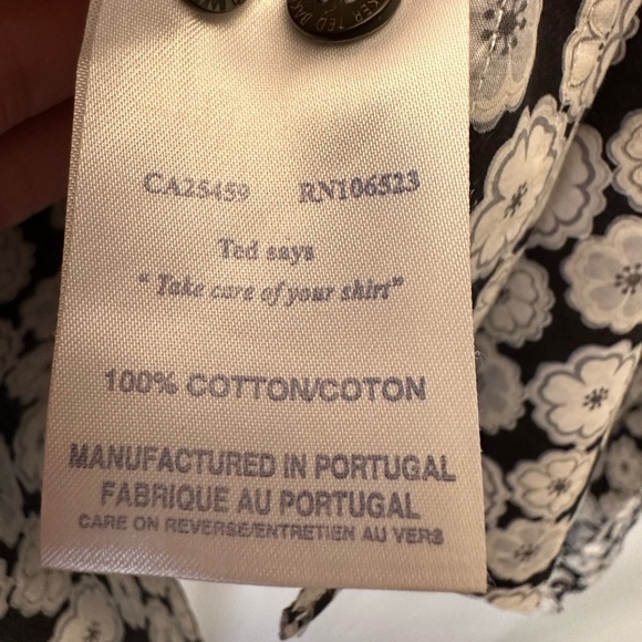 Ted Baker Men's Shirt Size 3 (M) Black Floral Print Long Sleeve Cotton Button Up - Picture 4 of 8